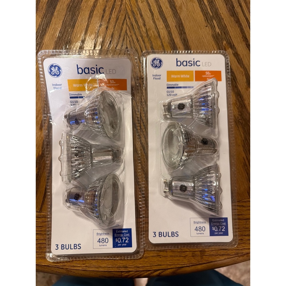 6 Pack GE Basic LED GU10 Indoor Flood Light Bulbs 50W Replacement Warm White 6W